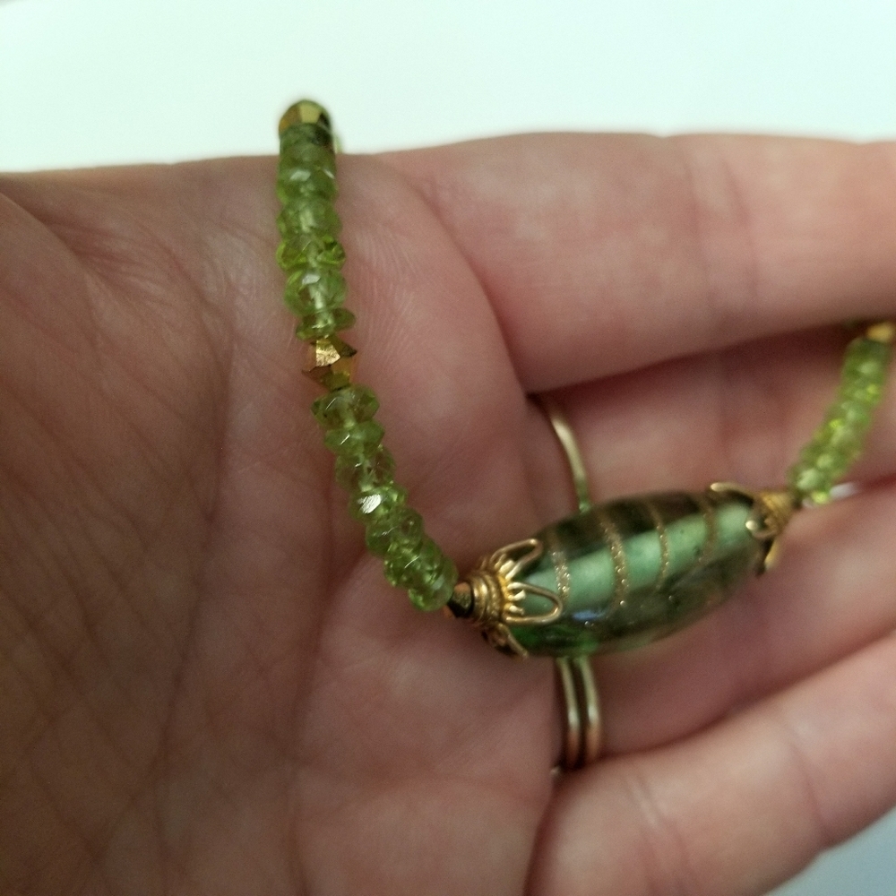 Peridot necklace gemstone bead necklace art glass gem stone handmade - Picture 16 of 16